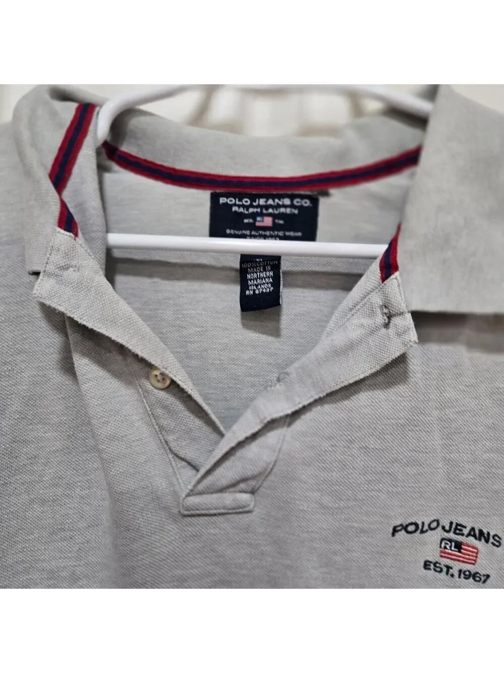 Polo Jeans Co Ralph Lauren XL Gray Embroidered Logo Cotton Polo Shirt Y2K